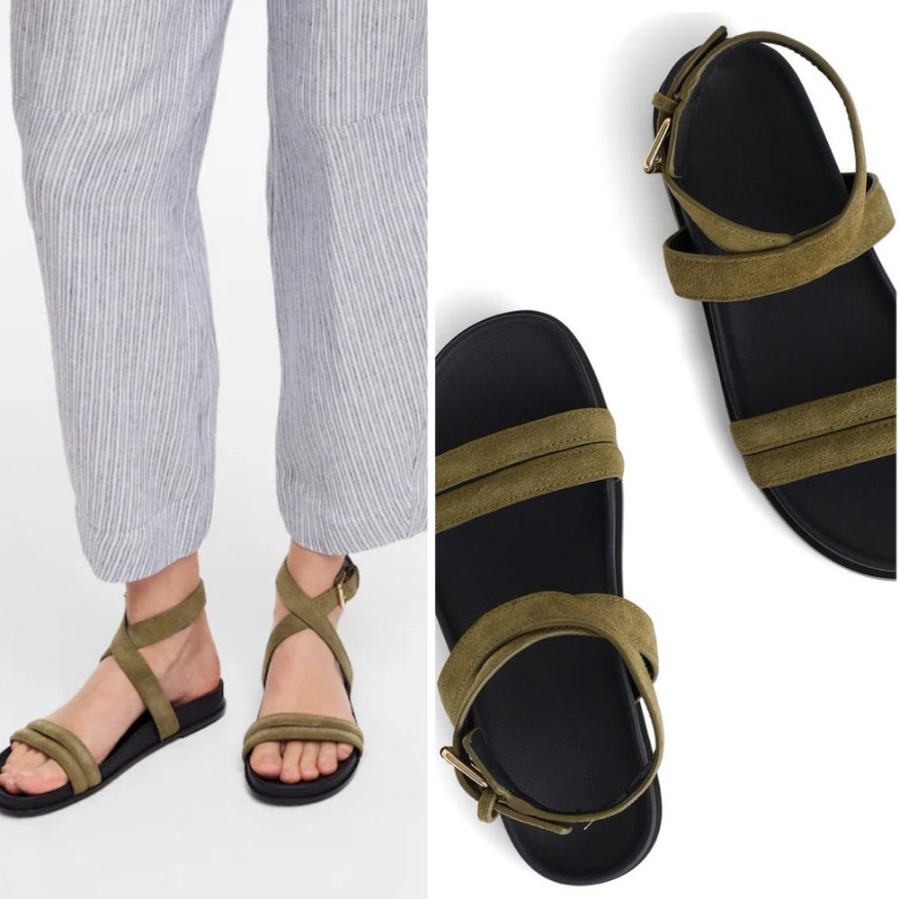 Madewell The Caro Ankle-Wrap Sandals Aged Olive SIZE:11